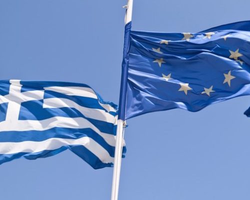 Greek and european flag